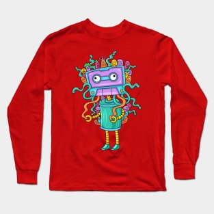 funny music cassette doodle monster Long Sleeve T-Shirt